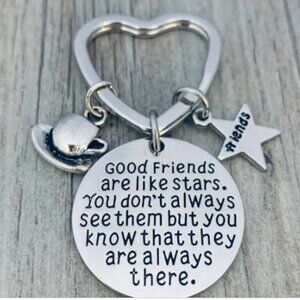 Best Friends Keychain-Good Friends Heart Keychain- Friend Jewelry- Coffee